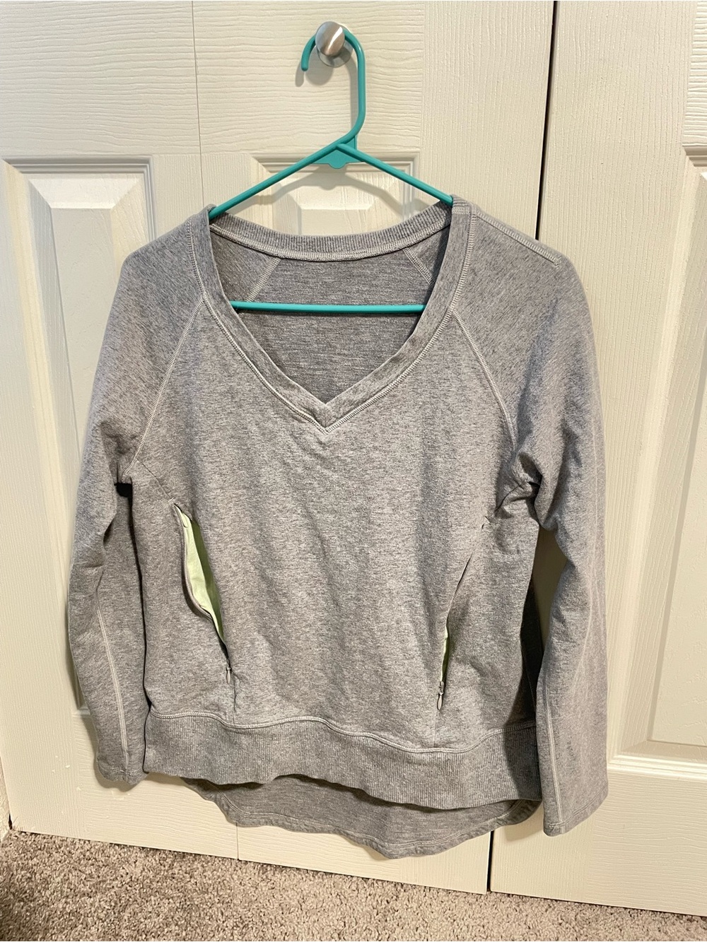 lululemon athletica Gray V-Neck Pullover Sweatshirt